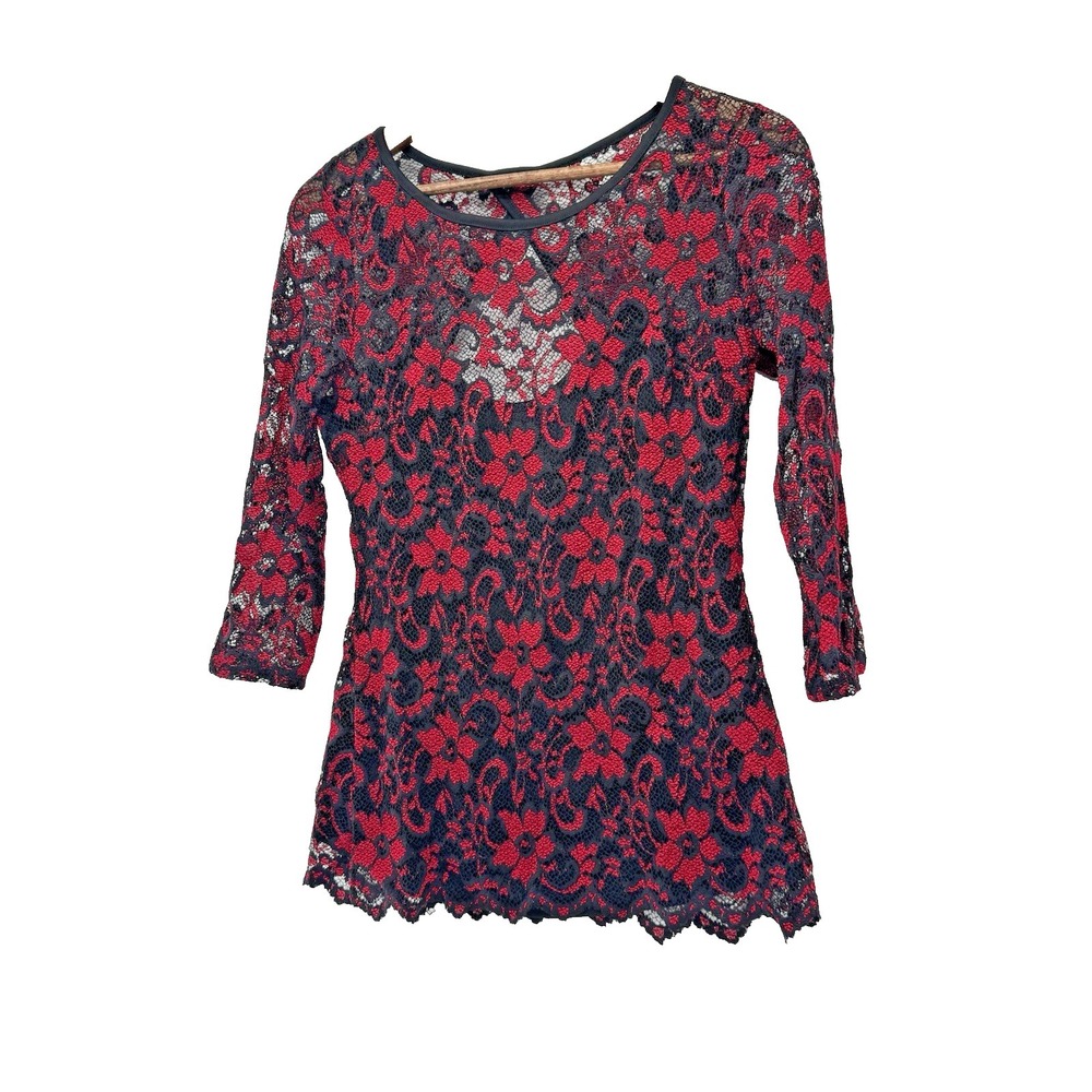 Y2K Red Black Sheer lace top Vamp whimsigoth Fairy grunge witchy Goth Cyber punk